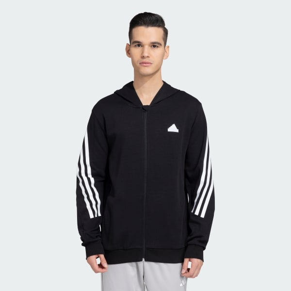 Black FUTURE ICONS 3 STRIPES FULLZIP HOODIE