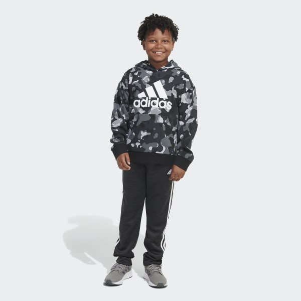 Black Camo Allover Print Pullover Hoodie (Extended Size)
