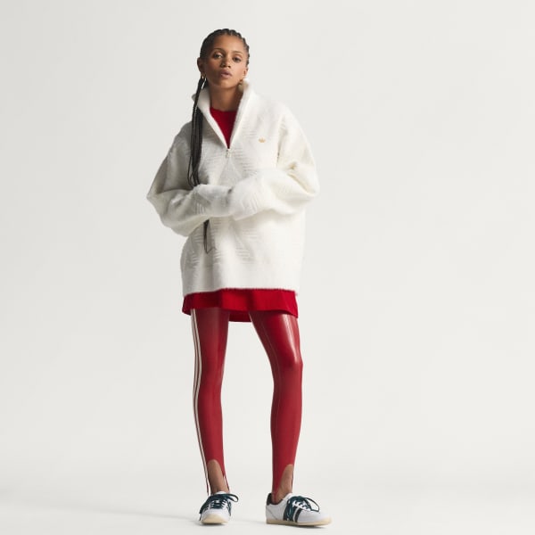 Blanc PULL TRICOTÉ DEMI-ZIP