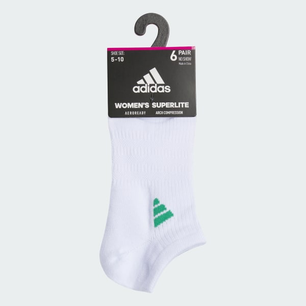 adidas Superlite 3.0 6-Pack No-Show Socks - White | Free Shipping