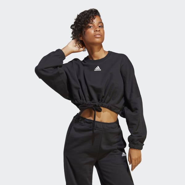 Black Dance Crop Versatile Sweatshirt
