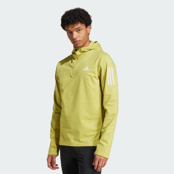 adidas Own The Run Winterized Hooded Half-Zip - Green | Free