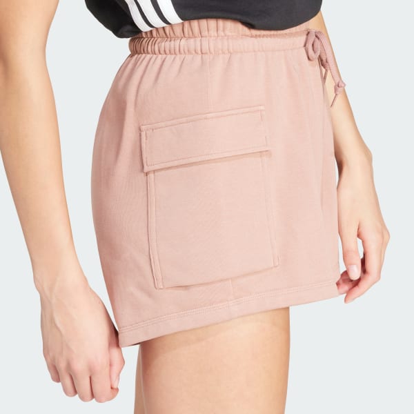 adidas Essentials Small Logo French Terry Cargo Shorts Pink - Main Image