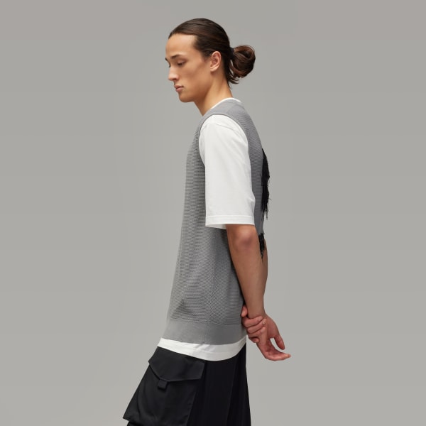 Grey Y-3 Graphic Knit Vest