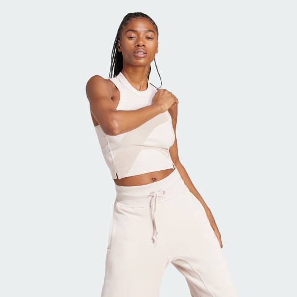 Pink Lounge Ribbed Crop Tank Top