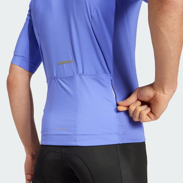 adidas Tempo 3-Stripes Cycling Jersey - Blue | adidas