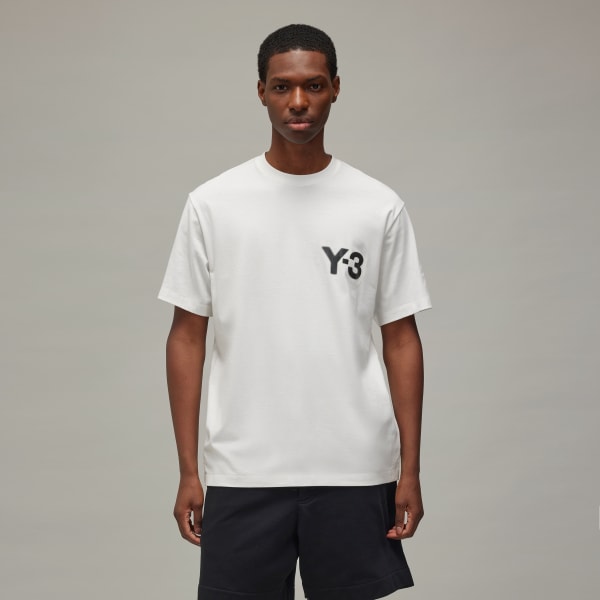 White Y-3 Logo Short Sleeve Tee
