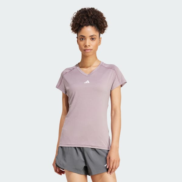 Purple AEROREADY Train Essentials Minimal Branding V-Neck Tee