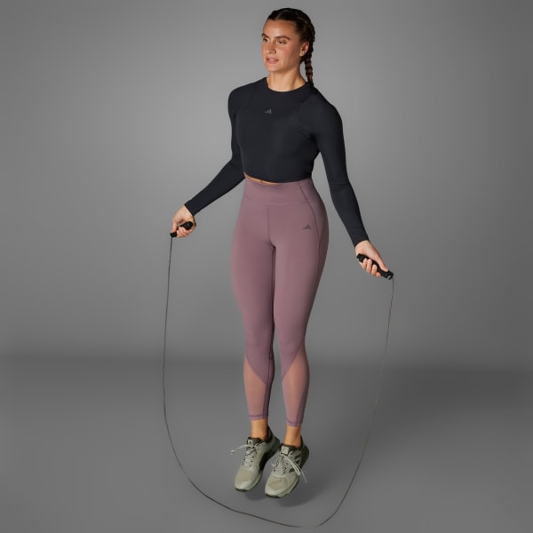 สีดำ เสื้อยืดเทรนนิงแขนยาวทรงครอป HIIT Seasonal