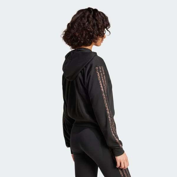 Negro Buzo con Capucha Essentials Seasonals Animal Felpa Francesa Cierre Frontal