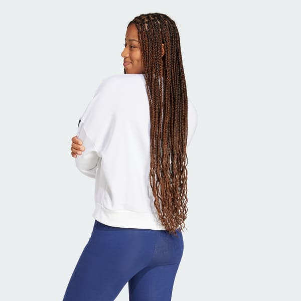 adidas Essentials 3-Stripes French Terry Sweatshirt - White adidas Essentials 3-Stripes French Terry Sweatshirt - White