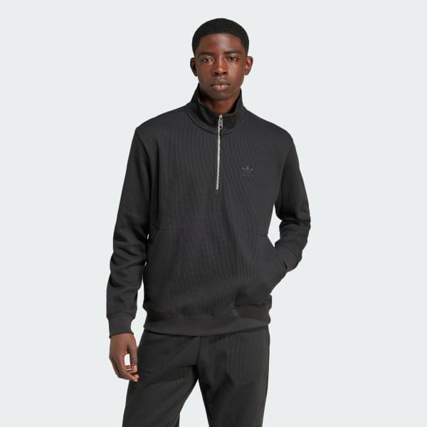 Negro Polera con Cierre Frontal Trifolio Essentials Waffle 1/2