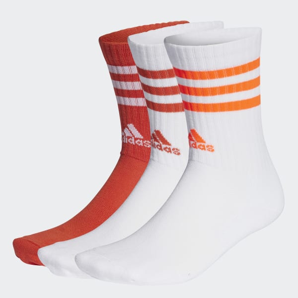 White 3-Stripes Cushioned Crew Socks 3 Pairs