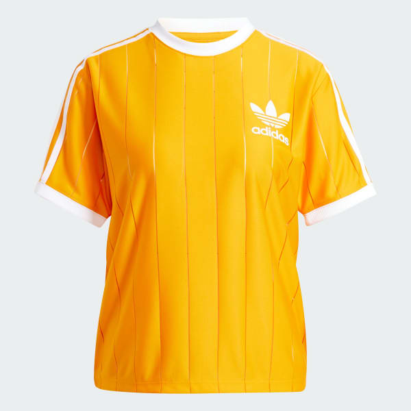 สีส้ม เสื้อยืดลายทาง Adicolor 3-Stripes