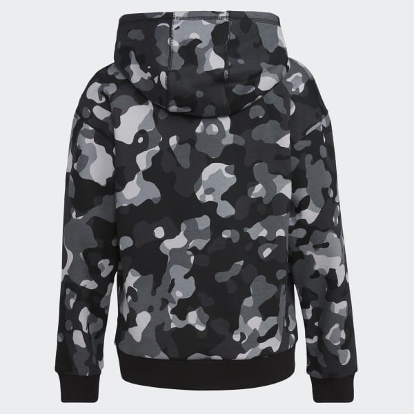 Black Camo Allover Print Pullover Hoodie (Extended Size)