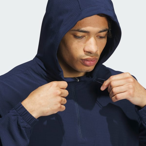 Adidas Golf Ultimate365 Club Hooded 1 4 Zip Mens Size UK Large IW1398 Blue