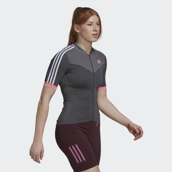 Gris Maillot de Ciclismo The Letras Manga Corta TQ238