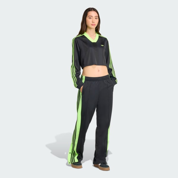 adidas Adicolor Soccer Jacquard Crop Long-Sleeve Top - Black