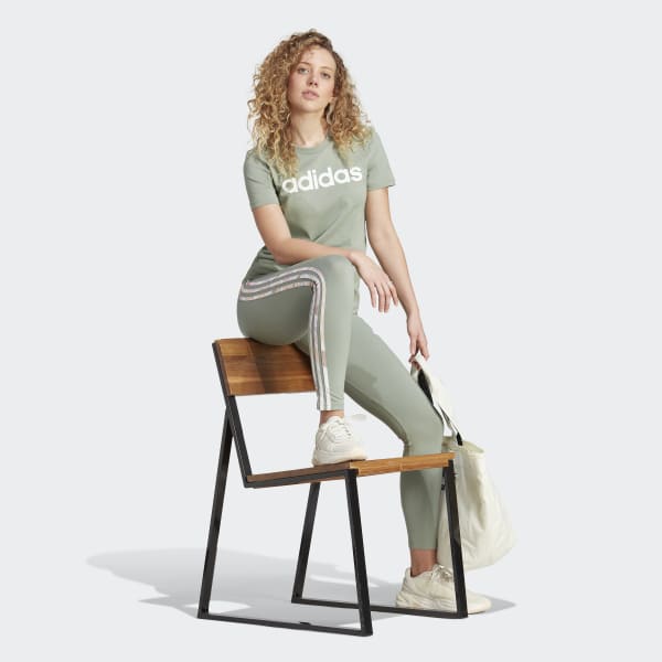 man streep Meditatief adidas Essentials 3-Stripes High-Waisted Single Jersey Leggings - Green |  Women's Lifestyle | adidas US