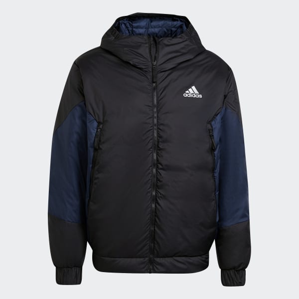 Black D11 Down Colourblock Hooded Jacket