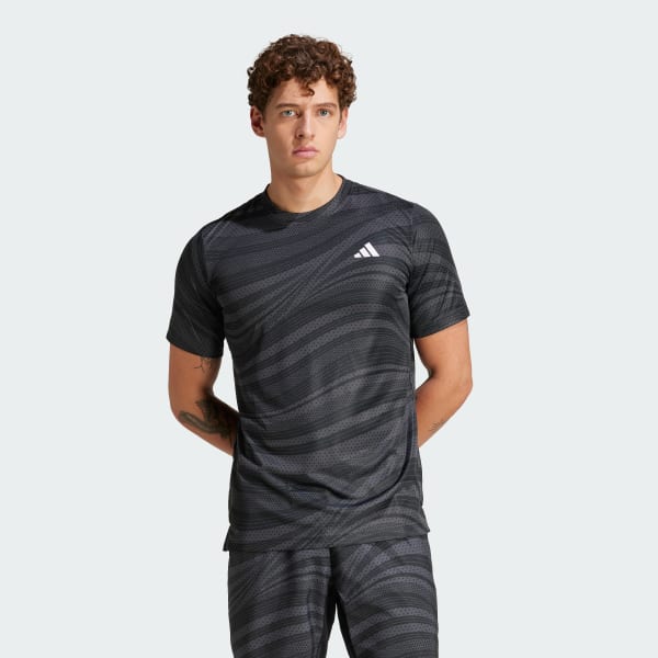 Negro Polera Club Climacool Estampada para Tenis