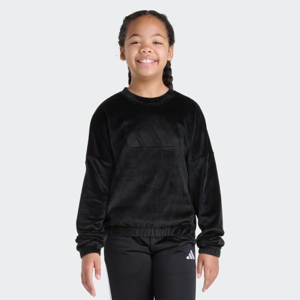 トップス everyone sweat ( black ) adidas VELOUR CREW NECK PULLOVER - Black | Free Shipping with