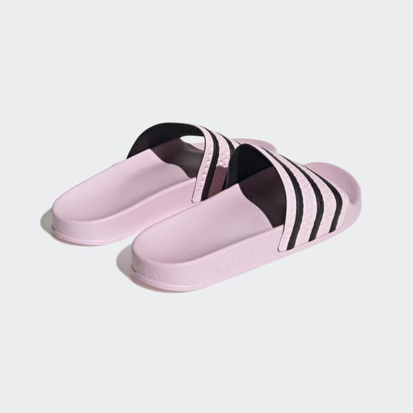 Adidas black 2025 and pink slides