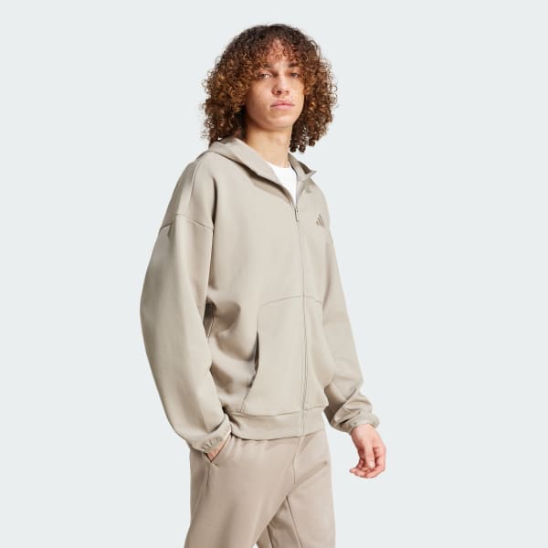 Beige Future Icons Small Logo Full-Zip Hoodie