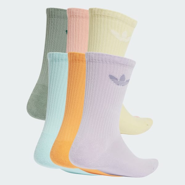 adidas Trefoil Cushion Crew Socks 6 Pairs - Green | Free