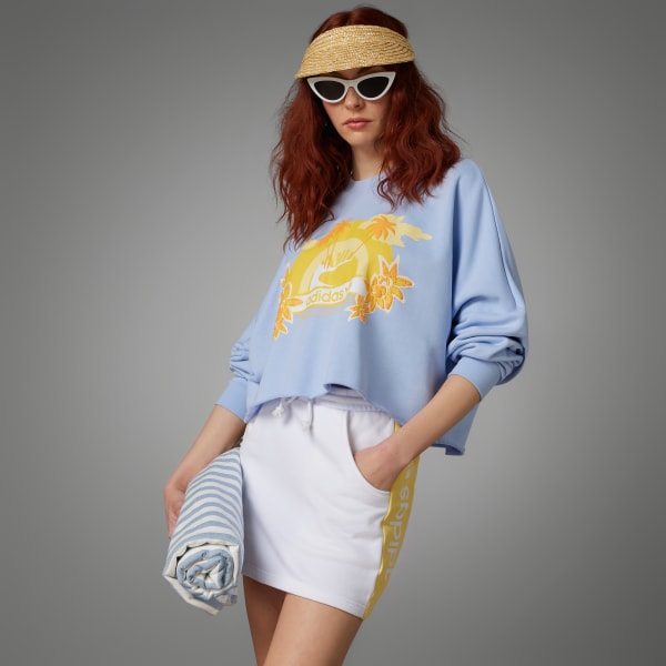 Azul Sudadera Cuello Redondo Graphic