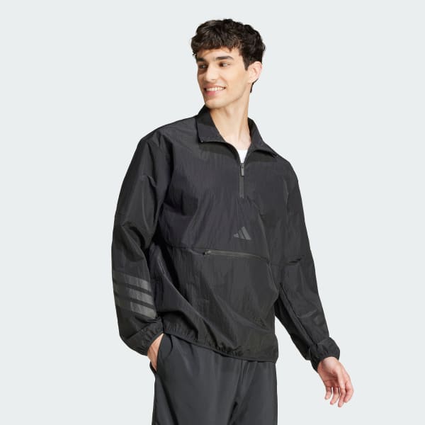 Svart Future Icons 3-Stripes Woven Half-Zip Genser