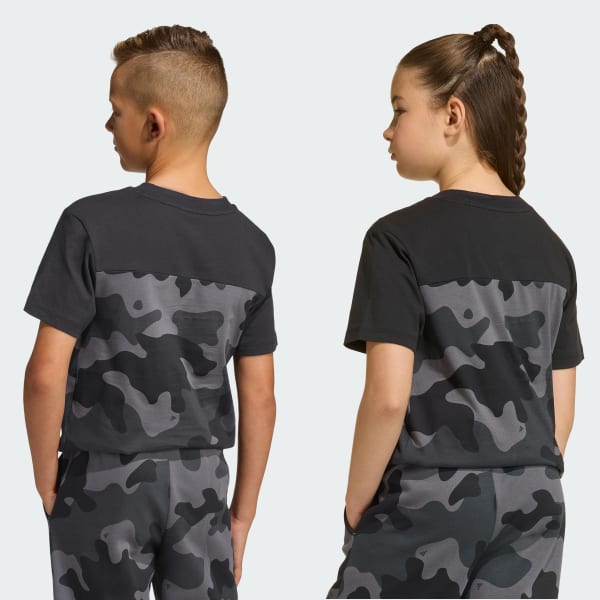 Negro Playera Seasonal Essentials de Algodón con Estampado de Camuflaje para Niños