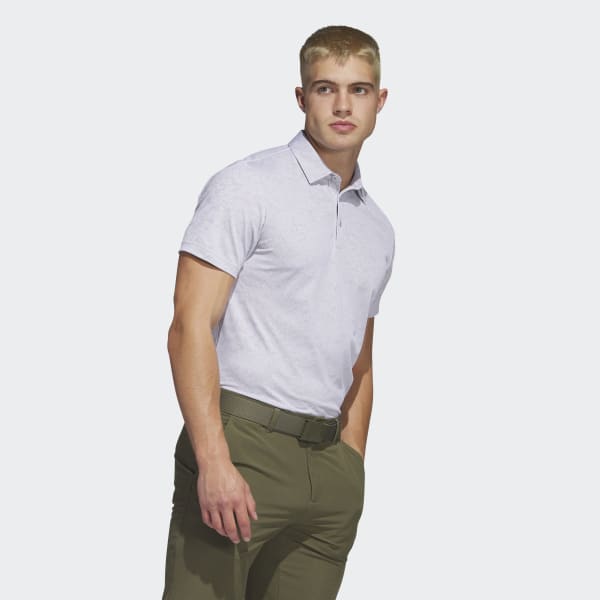 Hvit Textured Jacquard Golf Poloskjorte