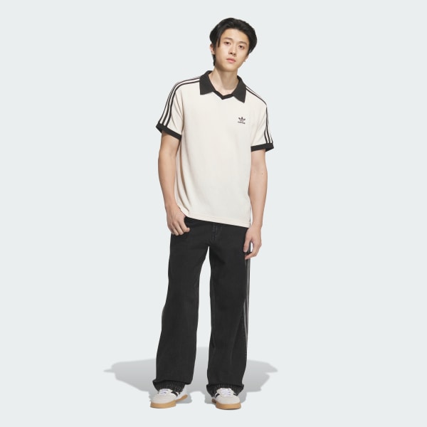 White Waffle Short Sleeve Polo Shirt