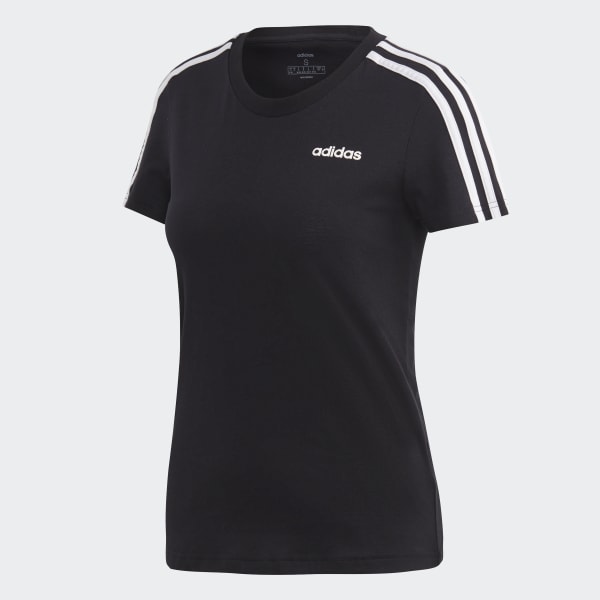 A fondo doblado carpintero Camiseta Essentials 3 bandas negra y blanca de mujer | adidas España