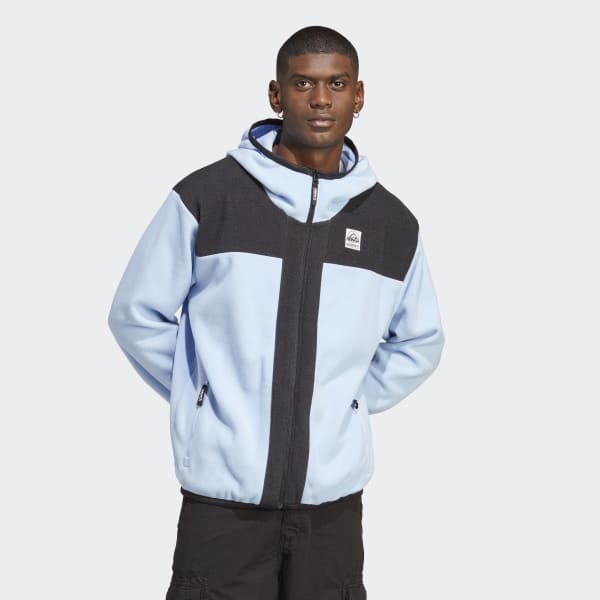 adidas Originals Logo Detailed Zipped Windbreaker in Blue for Men