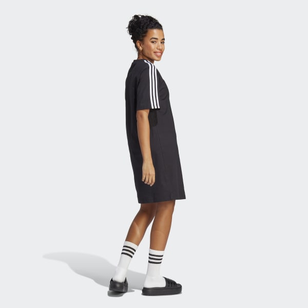 noir Robe t-shirt en jersey coupe boyfriend Essentials 3-Stripes