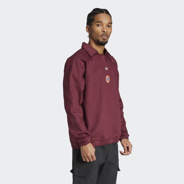 ★ adidas★ FC Bayern Terrace Icon Drill Top JF0596 adidas Terrace Icons Drill Sweatshirt x Bayern in Garnet