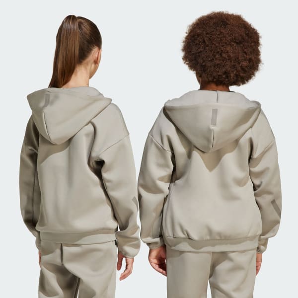 Bej adidas Z.N.E. Kapüşonlu Tam Boy Fermuarlı Üst