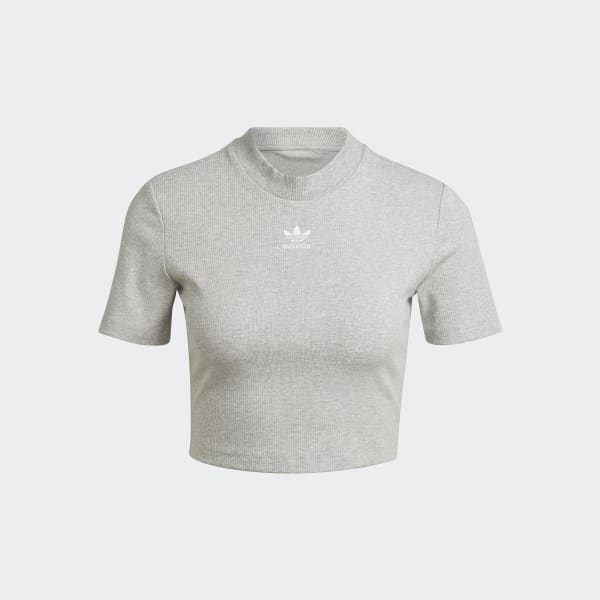 Grau adicolor Essentials Rib Cropped T-Shirt