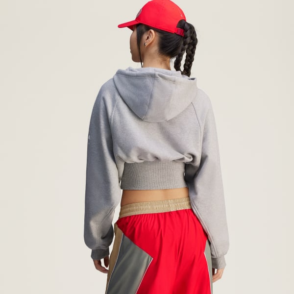 Abu-abu Hoodie Pendek adidas by Stella McCartney