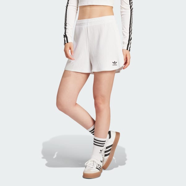 White Essentials Wide Rib Sprinter Shorts
