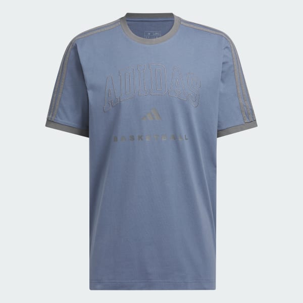 Azul Camiseta Estampada Ringer Basketball