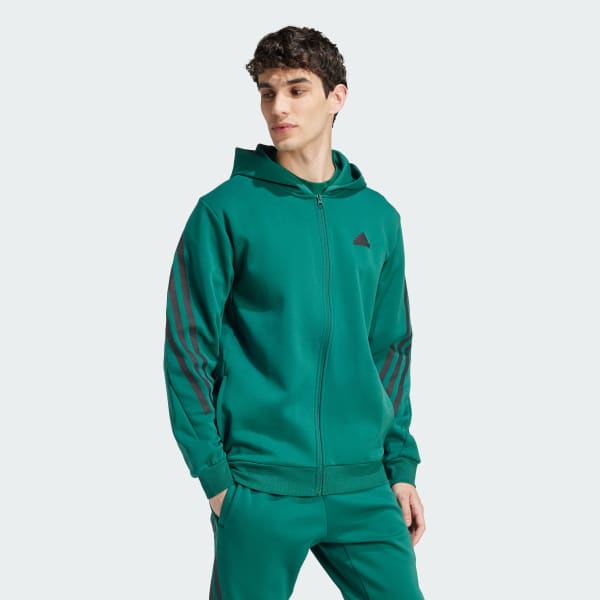 Vert Veste à capuche entièrement zippée 3 bandes Future Icons