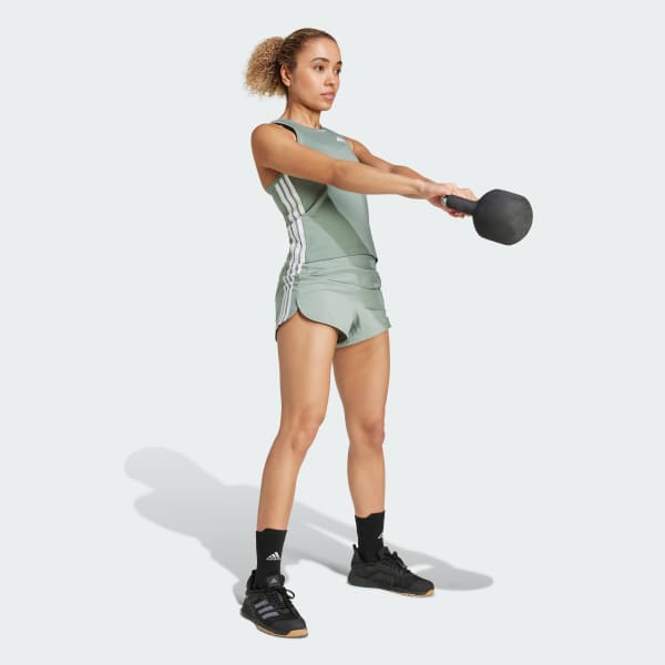 Verde Shorts Pacer Training 3 Tiras Tejidos Tiro Alto