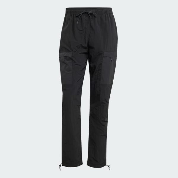 adidas cargo pants 黒×水色 3ラインストレートシルエット