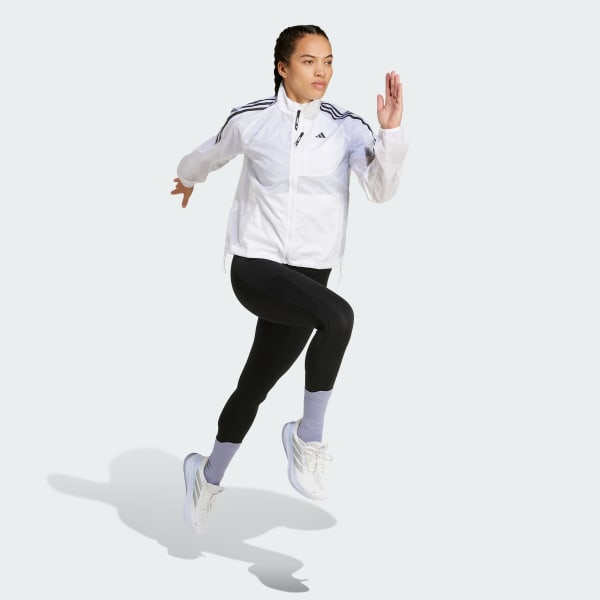 Putih Jaket Ringkas Own the Run 3-Stripes