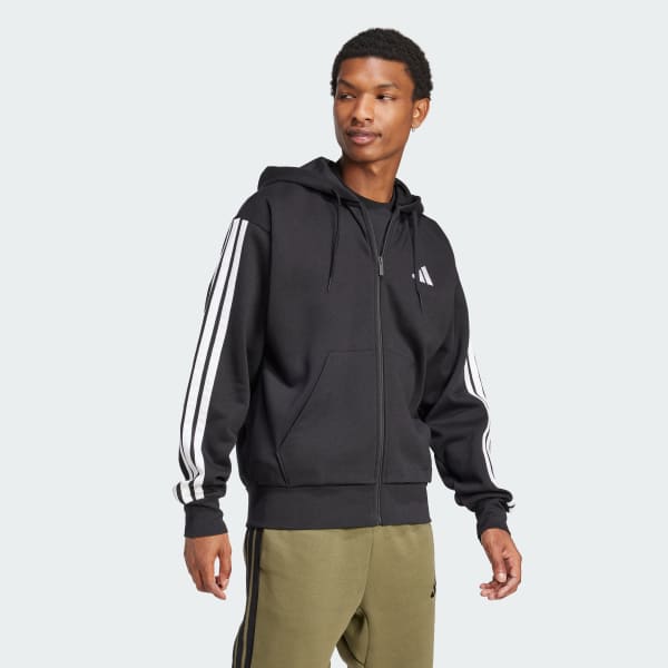Negro Polerón con Capucha Essentials Fleece 3 Tiras