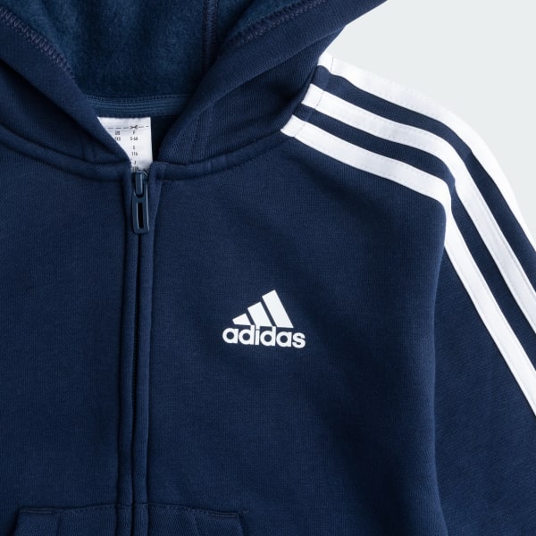 Blue 3 Stripes Full Zip Hoodie