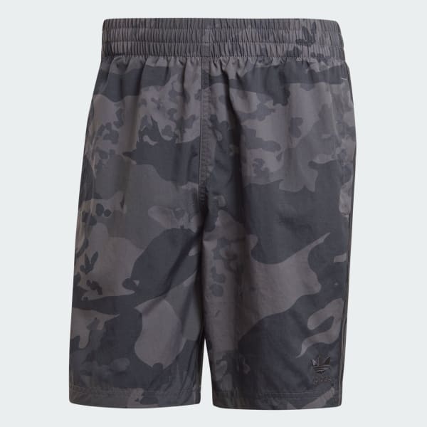 Negro Shorts de Natación Camo Estampados